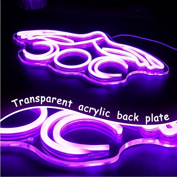Purple Triple Moon Hands LED Neon Wall Sign Aesthetic Room Decor - Picture 4 of 7